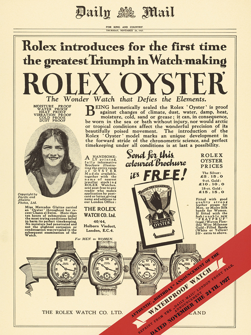 rolex oyster story 1927 mercedesgleitze landscape