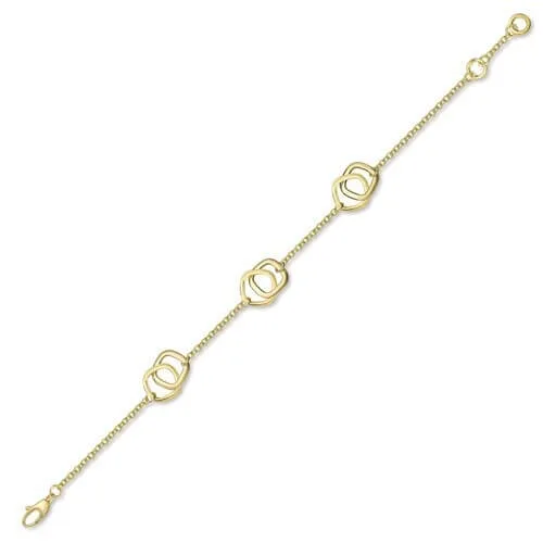 18ct yellow gold double cushion shaped link bracelet cb240 07