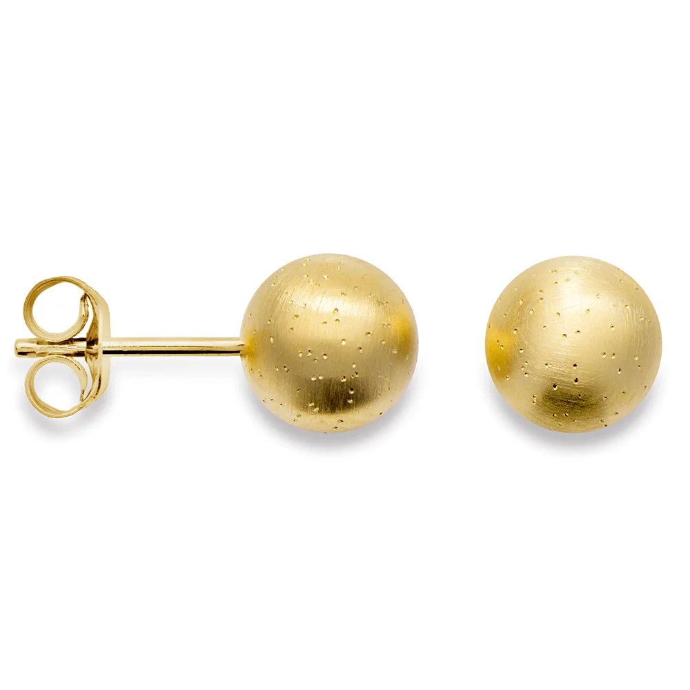 bastian diamond dust gold plated ball earrings with french fittings large size 12031