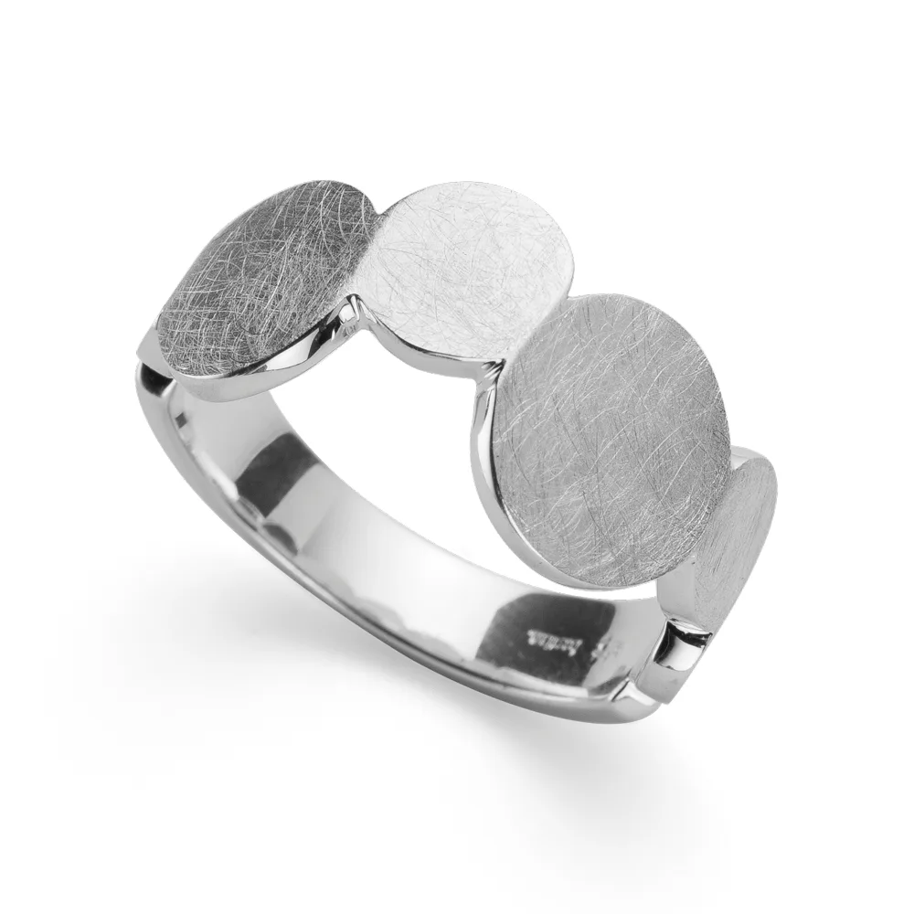 Bastian silver satin finish multi disc ring