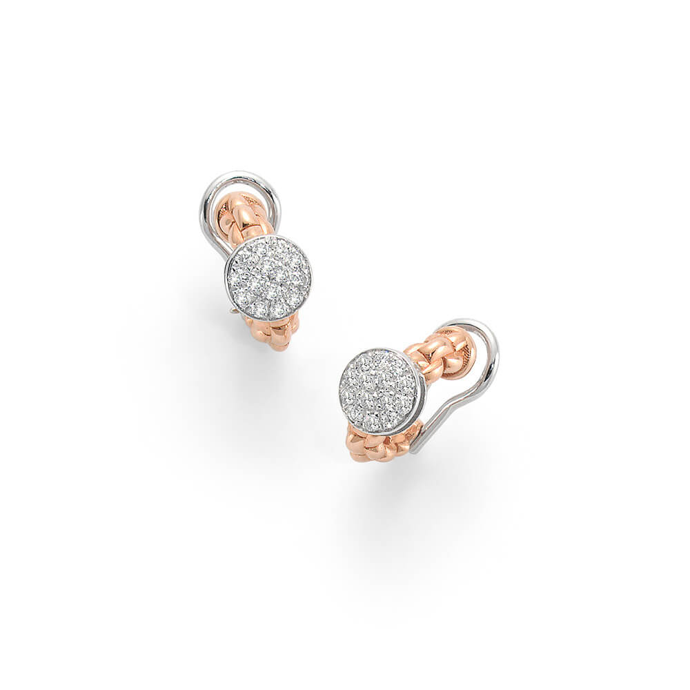 Fope Eka Tiny 18ct rose and white gold earrings with pave diamond set ...