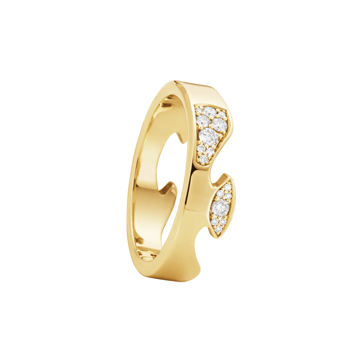 Georg Jensen 18ct yellow gold Fusion Cloud end piece ring set with diamonds