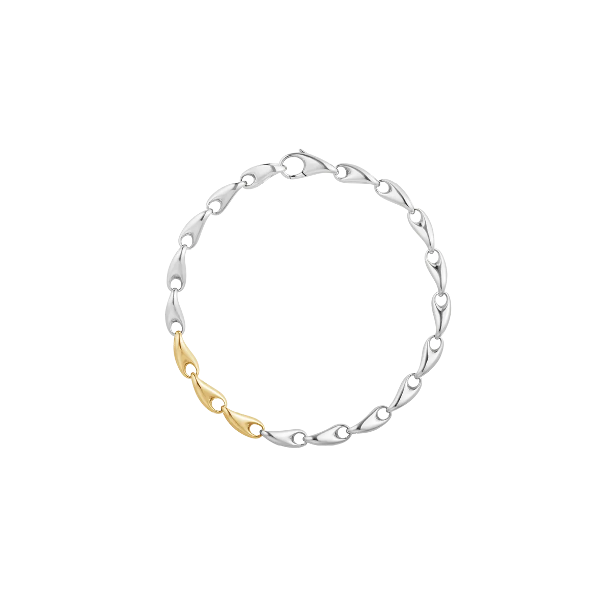 Georg Jensen REFLECT Bracelet, slim in Silver and 18ct Yellow Gold