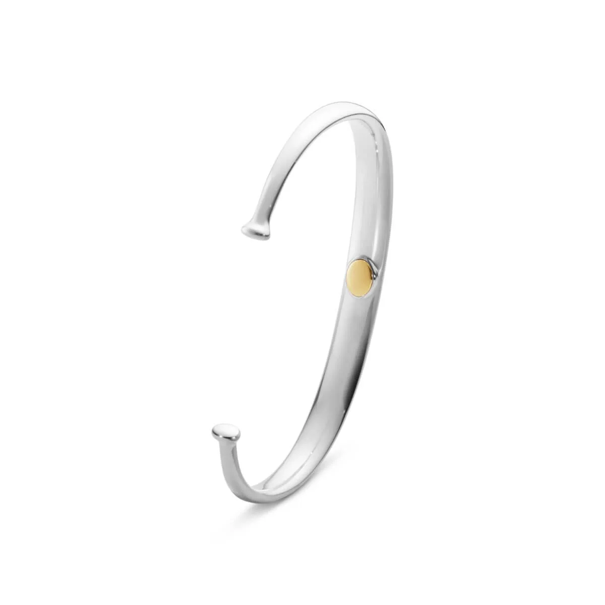 Georg Jensen silver gents classic bangle with yellow gold disc