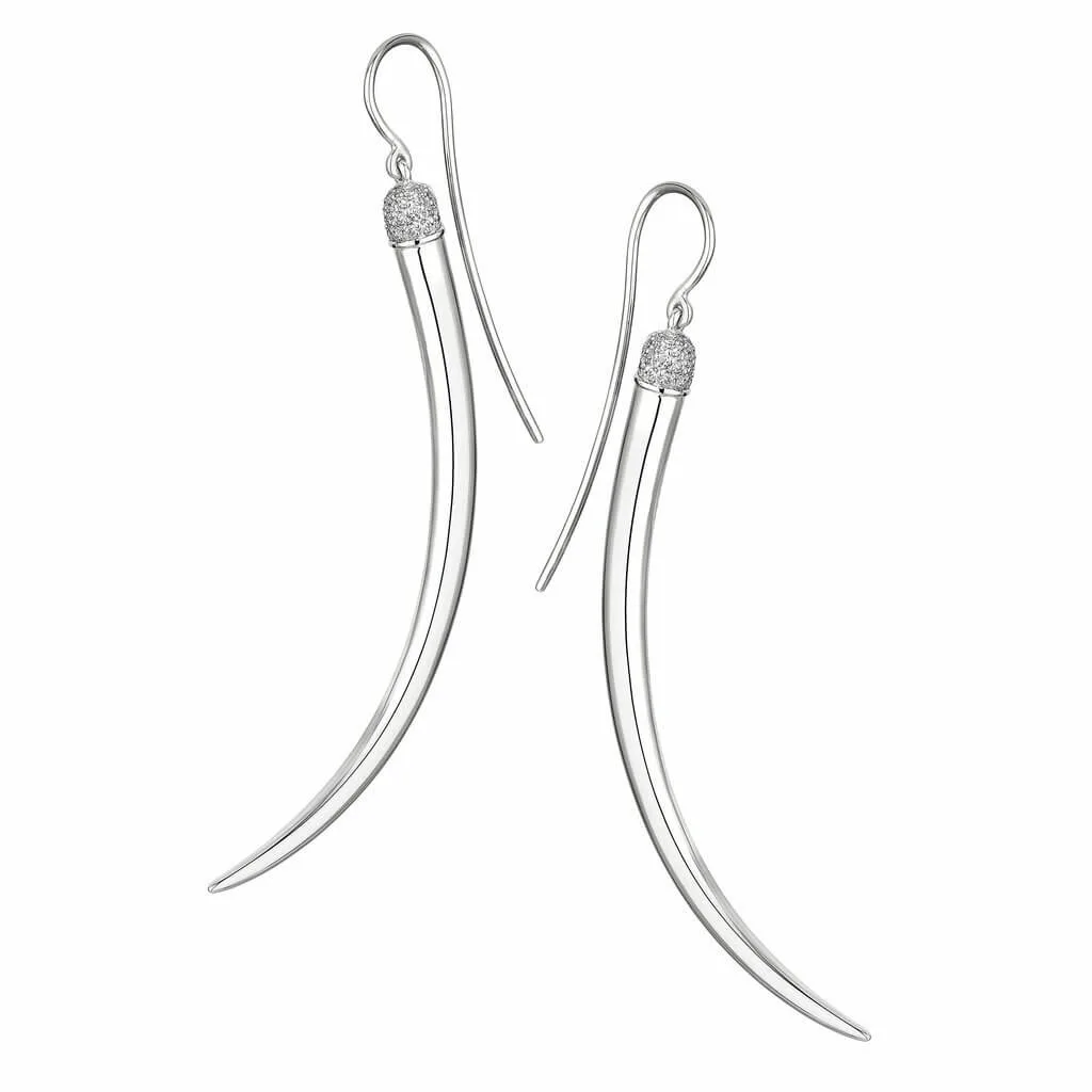 shaun leane silver diamond no1 long tusk earrings sa062sswheos