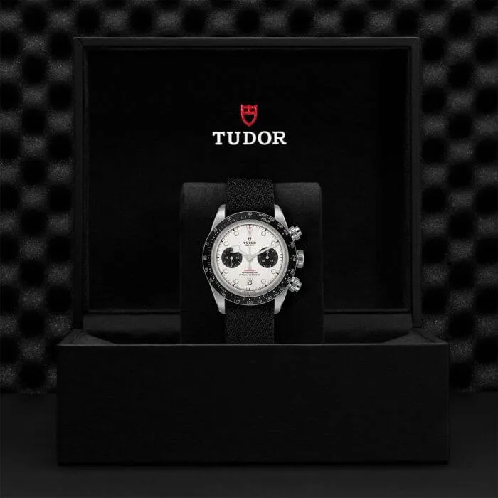 tudor black bay chrono with opaline dial black counters on black fabric strap m79360n 0008Qga9