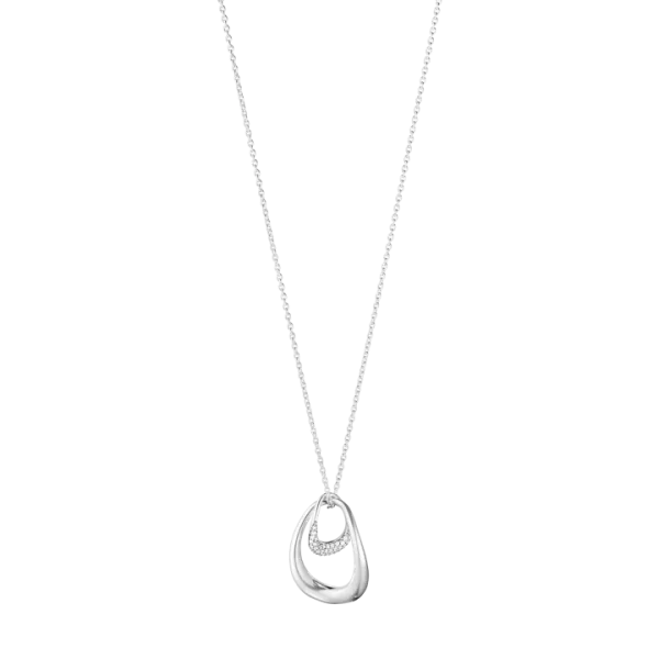 Georg Jensen silver diamond set Off Spring pendant on chain (Large)