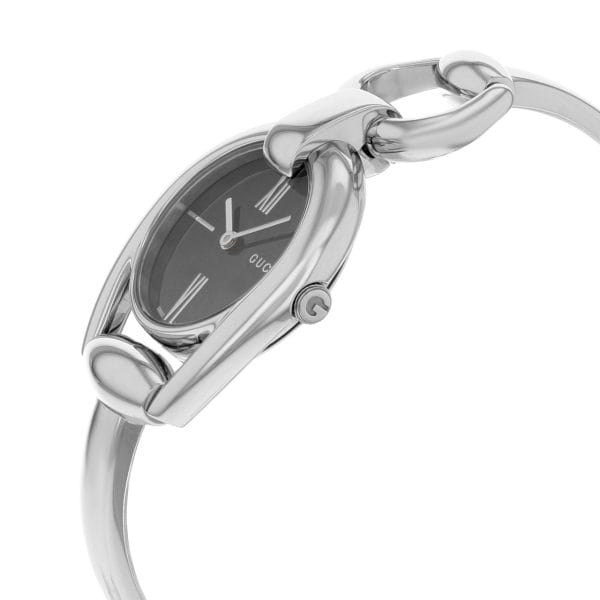 Gucci Horsebit Steel Bangle Bracelet Black MOP Dial Quartz Ladies Watch YA139503 - Image 2