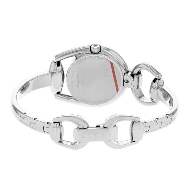 Gucci Horsebit Steel Bangle Bracelet Black MOP Dial Quartz Ladies Watch YA139503 - Image 3