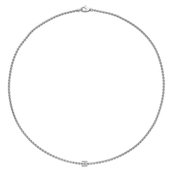 Fope Aria 18ct white gold necklet with polished diamond set rondel