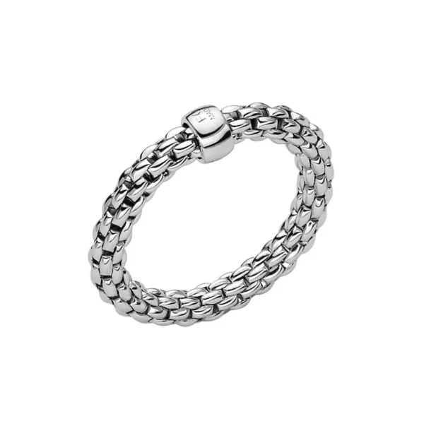 Fope Essentials flex'it ring in 18ct white gold size medium.