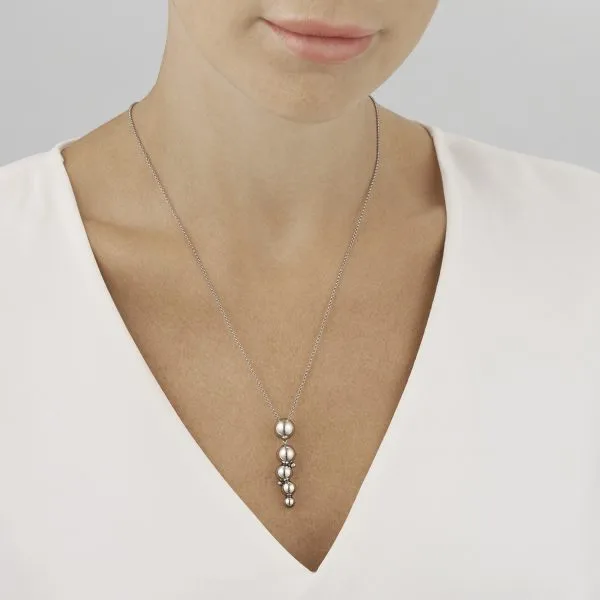 Georg Jensen silver long drop Grape pendant on chain - Image 3