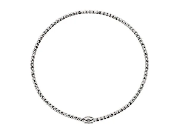 FOPE Eka necklet in 18ct white gold with ornamental clasp set with a single diamond