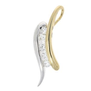 18ct yellow and white gold five stone diamond pendant and chain