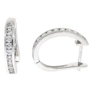 18ct yellow gold channel set diamond hoop earrings