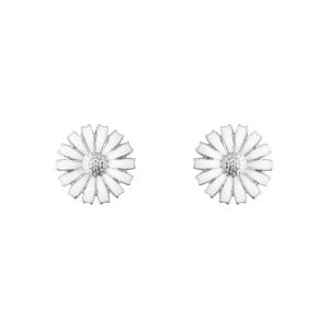 Georg Jensen silver and white enamel Daisy stud earrings