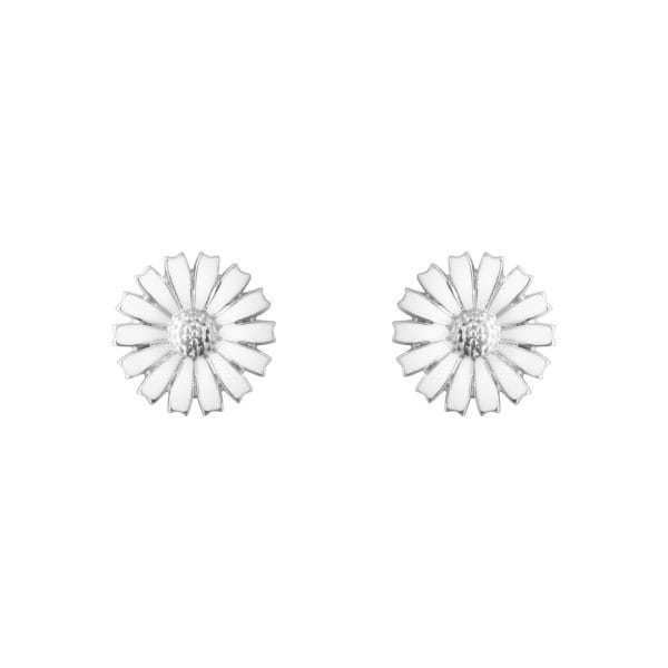 Georg Jensen silver and white enamel Daisy stud earrings