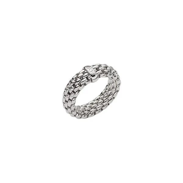 FOPE Essentials 18ct white gold broad ring with FOPE signature cuff