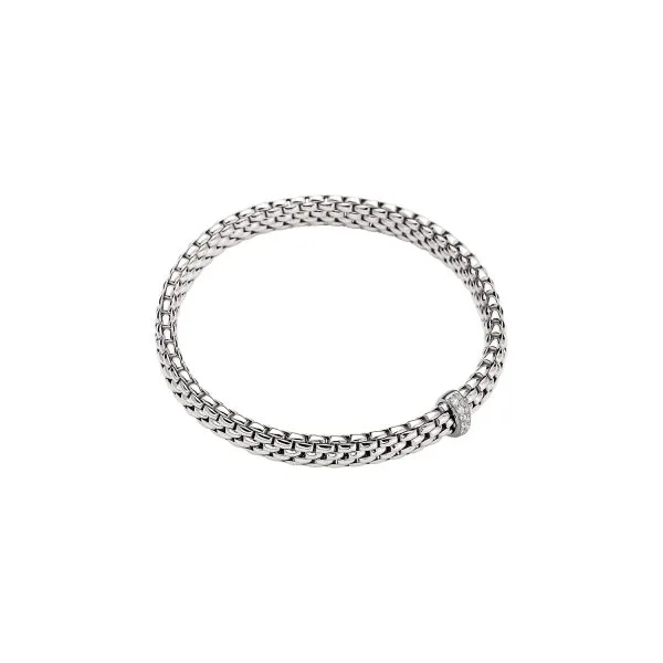 FOPE Vendome 18ct white gold bracelet with a single pave diamond set cuff