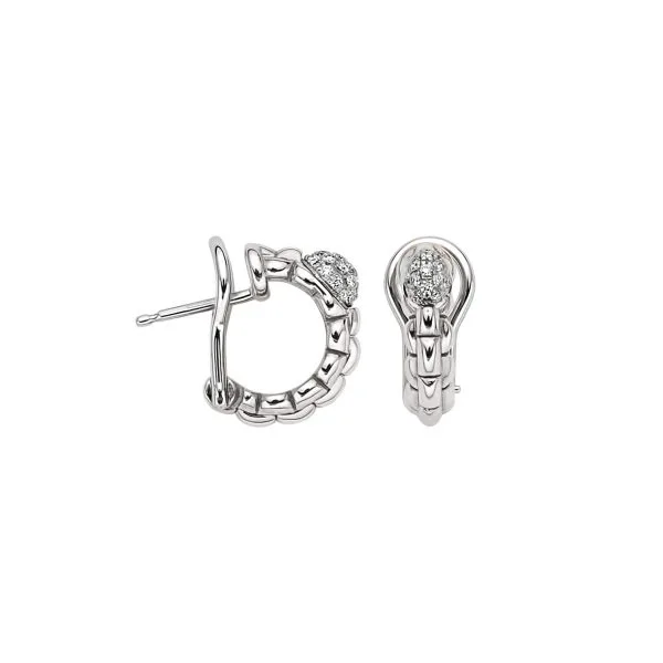 FOPE Eka 18ct white gold diamond set hoop earrings