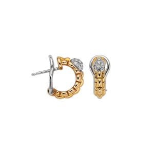 FOPE Eka 18ct yellow gold diamond set hoop earrings