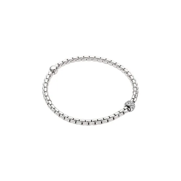 FOPE Eka 18ct white gold bracelet with pave diamond set rondel