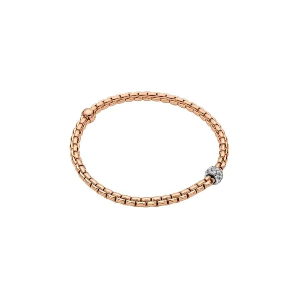 FOPE EKA 18ct rose and white gold bracelet with pave diamond rondel