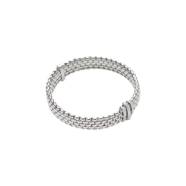 FOPE Panorama 18ct white gold bracelet set with three diamond set cuffs