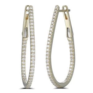 18ct yellow gold diamond set hoop earrings