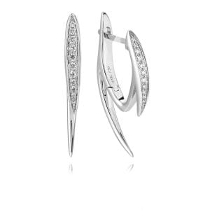 18ct white gold and diamond double hook style hoop earrings