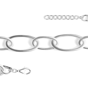 Silver rhodium plated open oval shaped linked bracelet