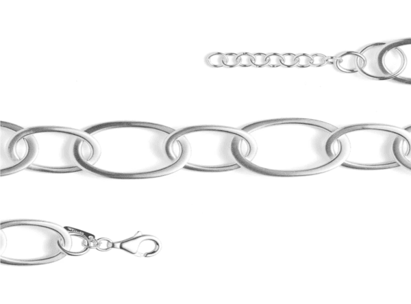 Silver rhodium plated open oval shaped linked bracelet