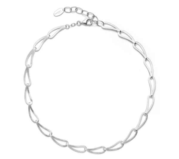 Bastian silver satin finish pear shaped link necklet