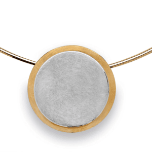 Bastian silver and yellow gold vermeil double disc satin finish pendant