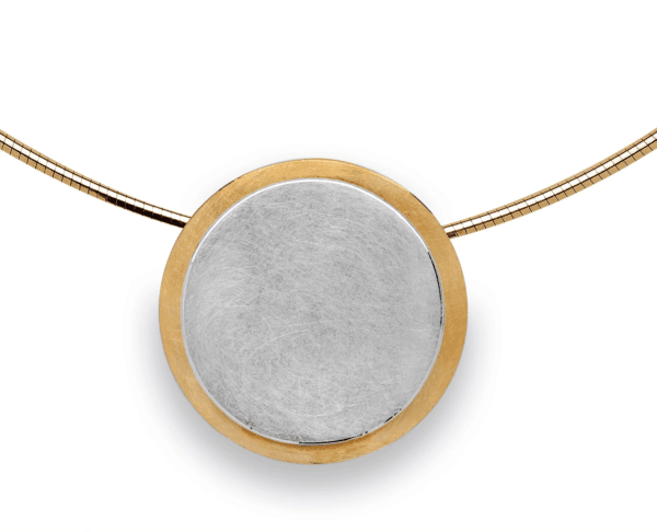 Bastian silver and yellow gold vermeil double disc satin finish pendant