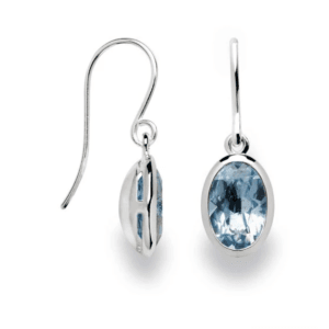 Bastian Silver Oval Blue Topaz Drop Earrings.