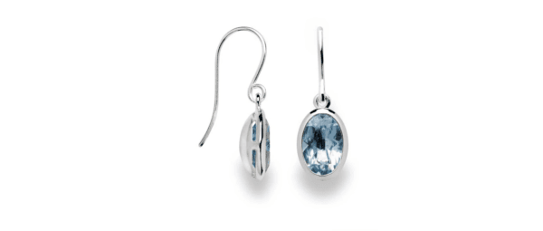 Bastian Silver Oval Blue Topaz Drop Earrings.