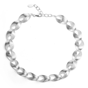 Bastian silver matt finish large twist link necklet