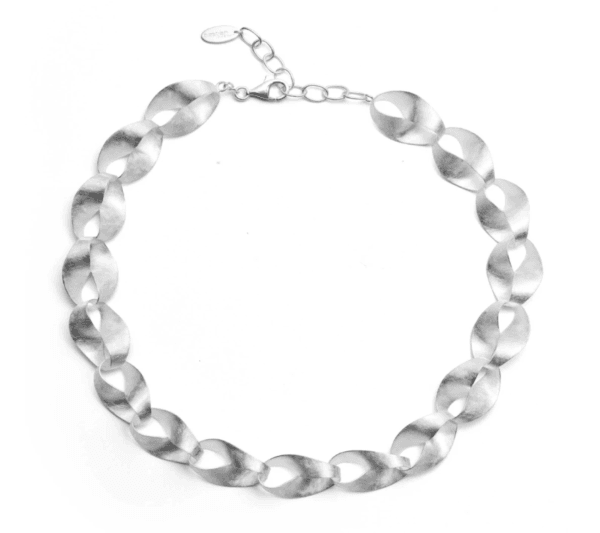 Bastian silver matt finish large twist link necklet