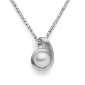 Bastian silver satin finish white cultured fresh water pearl pendant