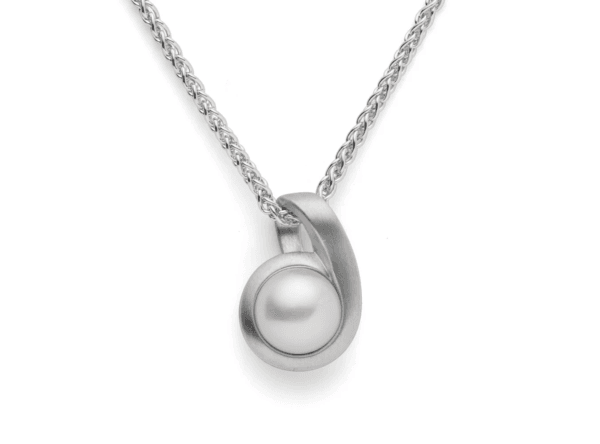 Bastian silver satin finish white cultured fresh water pearl pendant