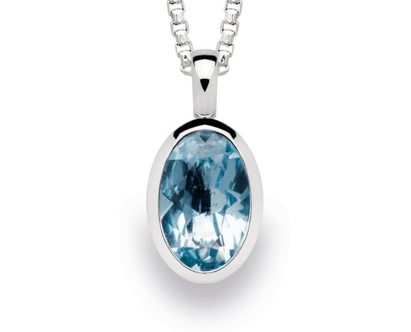 Bastian Silver Oval Blue Topaz Pendant