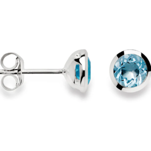 Bastian Silver Round Blue Topaz Stud Earrings