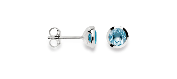 Bastian Silver Round Blue Topaz Stud Earrings