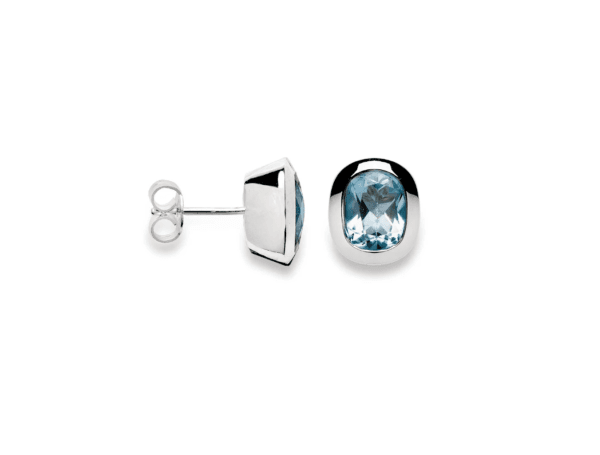 Bastian silver oval blue Topaz stud earrings