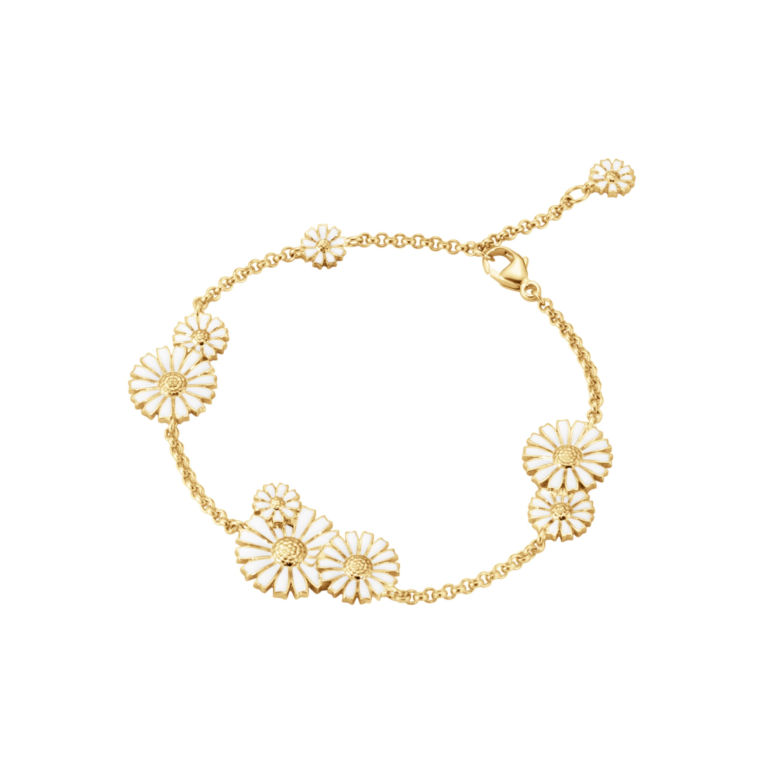 Georg Jensen nine flower Daisy bracelet in silver and 18ctyellow gold plated