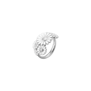 Georg Jensen silver and white enamel Daisy ring