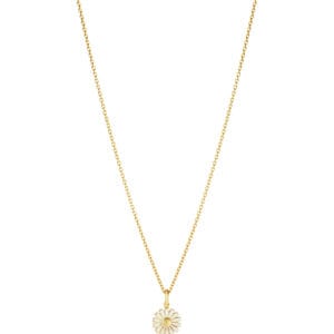 Daisy pendant 18ct gold plated sterling silver and white enamel