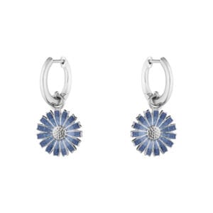 Georg Jensen Daisy earrings silver and blue enamel