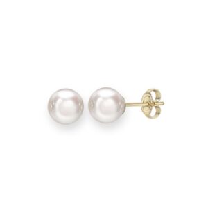 18ct yellow gold Akoya cultured stud earrings 6 x 5.5mm